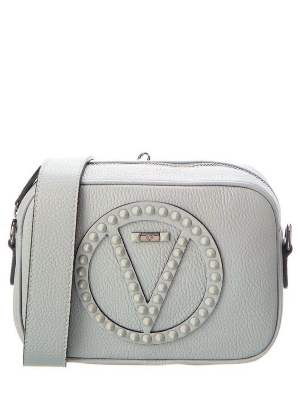 Mario Valentino Mia Rock Leather Crossbody Bag in Light Gray